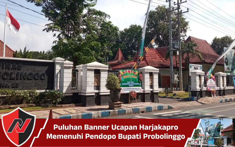 Puluhan Banner Ucapan Harjakapro Memenuhi Pendopo Bupati&nbsp;Probolinggo