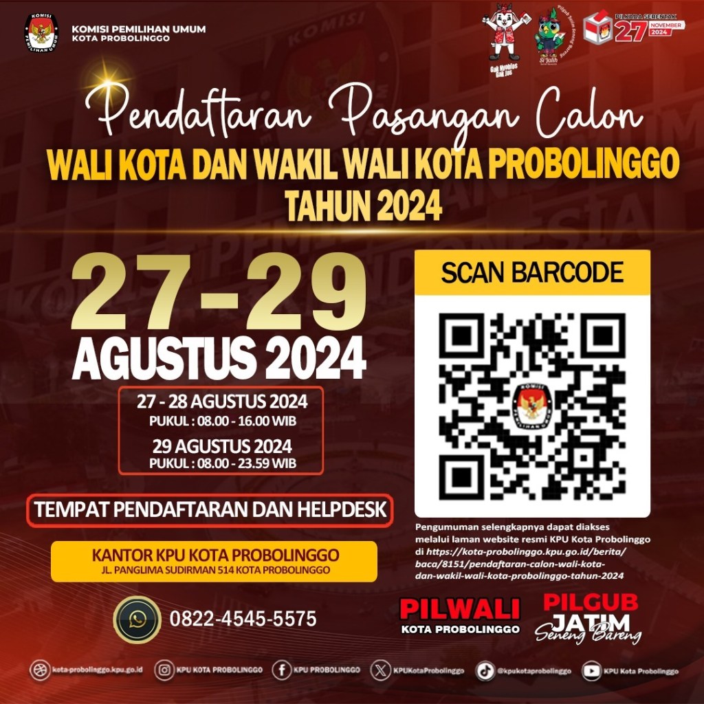 KPU Kota Probolinggo Buka Pendaftaran Pasangan Calon Wali Kota Dan Wakil Wali&nbsp;Kota